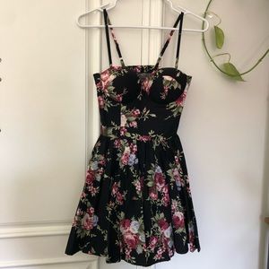 Black Floral Bustier Dress